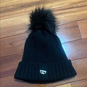 Karl Lagerfeld Black Pom-Pom Beanie